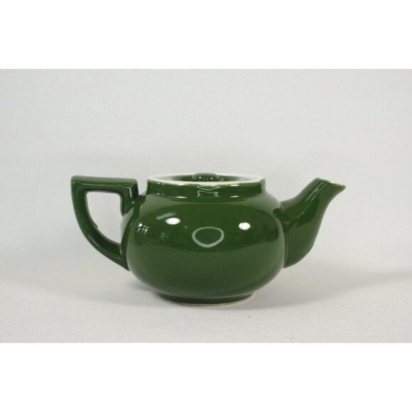Antique Dark Green and White Teapot 1920s Art Deco, Retro Kitchen - Picture 3 of 8